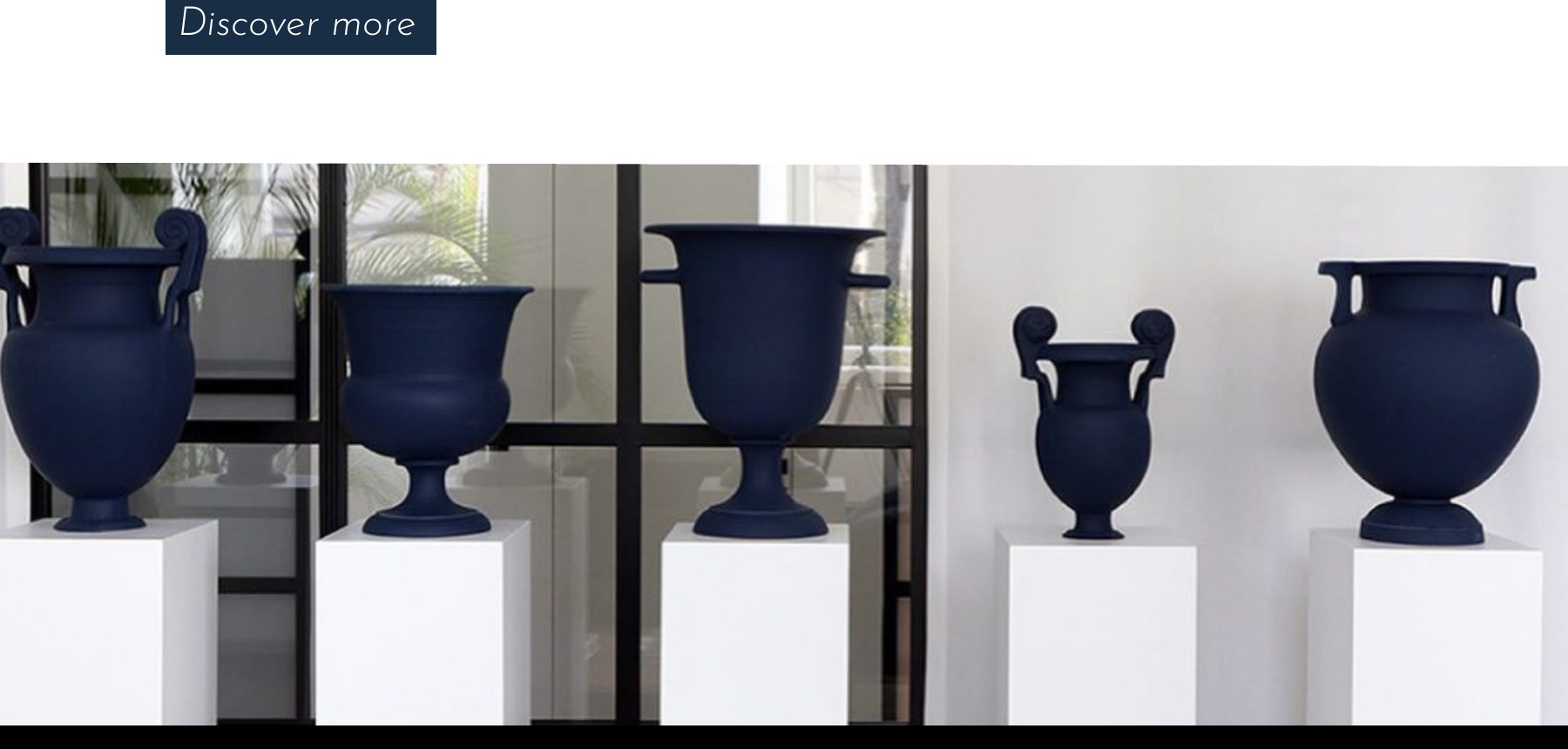 Blue urns on display